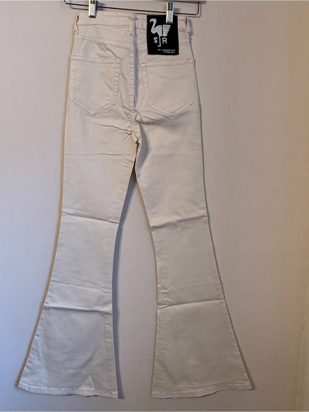 SR vs Sandrine Rose Womens 24 Ivory Bell Bottom Flare Jeans NWT